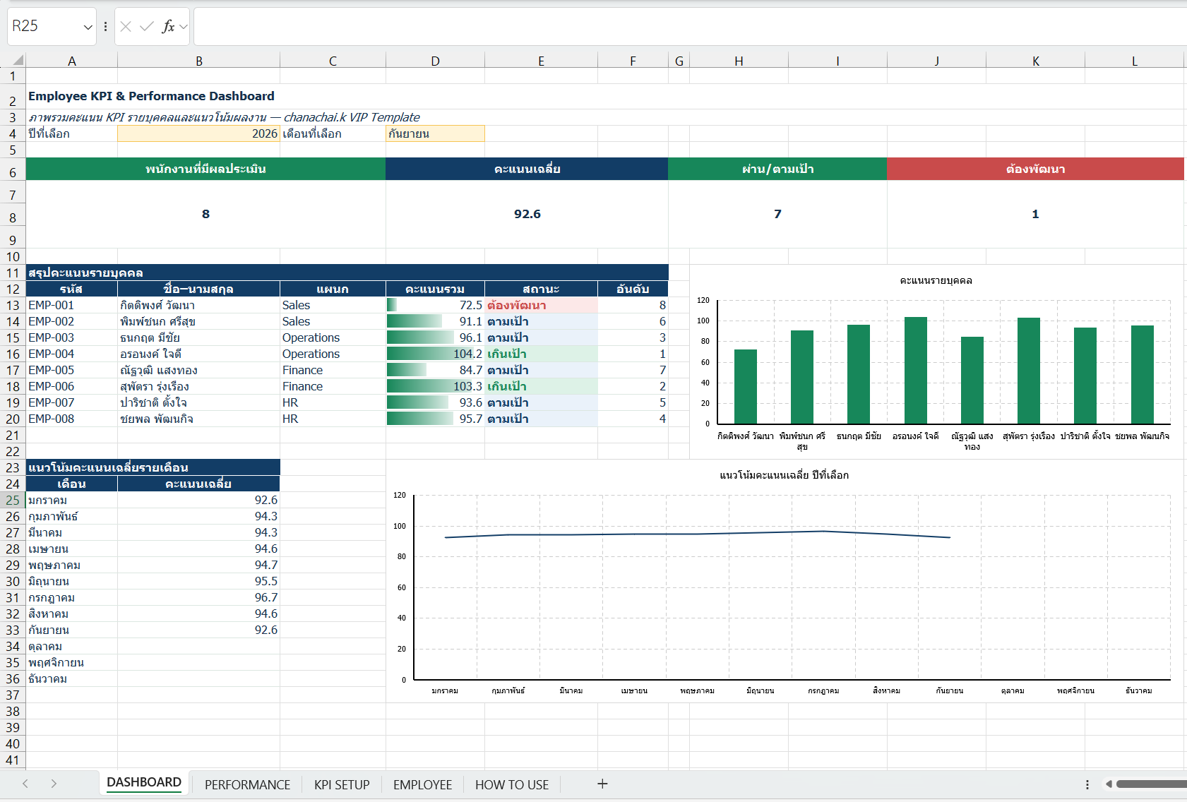 ภาพจริงของ Employee KPI & Performance Dashboard VIP